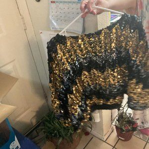 gold and black dressy top by Andre Sauvage  size 10